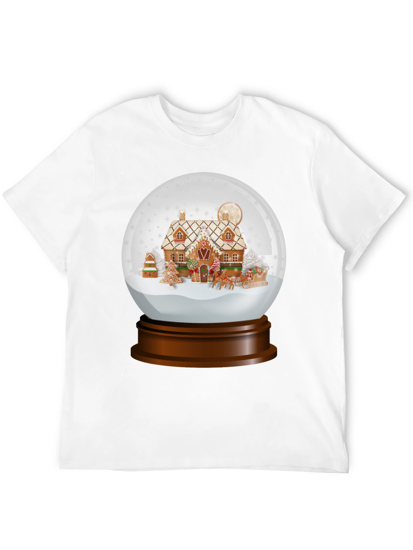 Christmas Gingerbread House Snow Globe T-Shirt