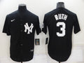Men's New York Yankees Babe Ruth #3 Black Replica Baseball Jerseys