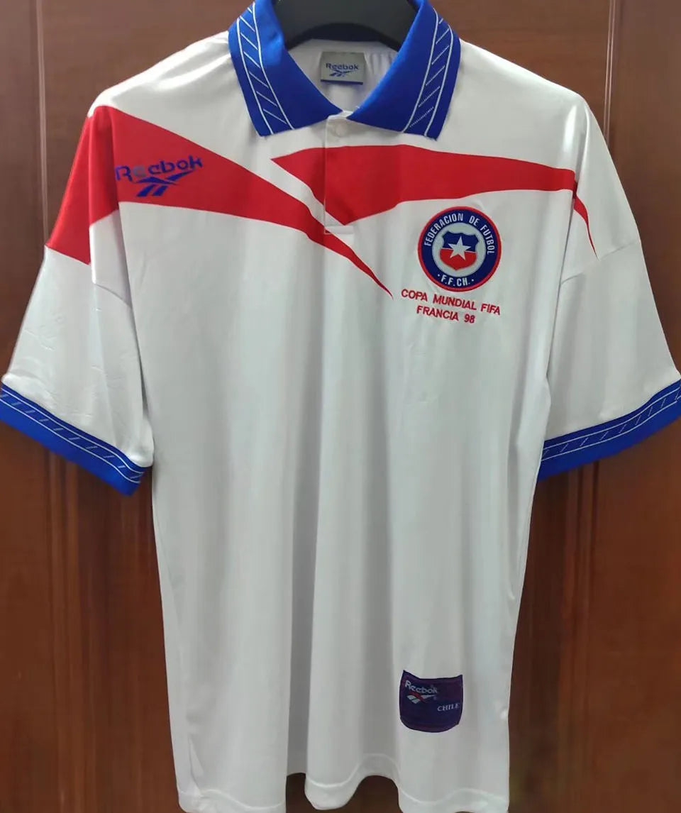 1998 Chile Away White Retro Soccer Jersey Front