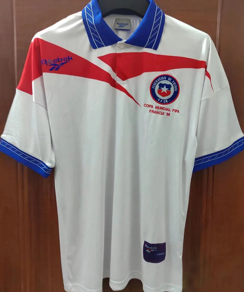 1998 Chile Away White Retro Soccer Jersey Front