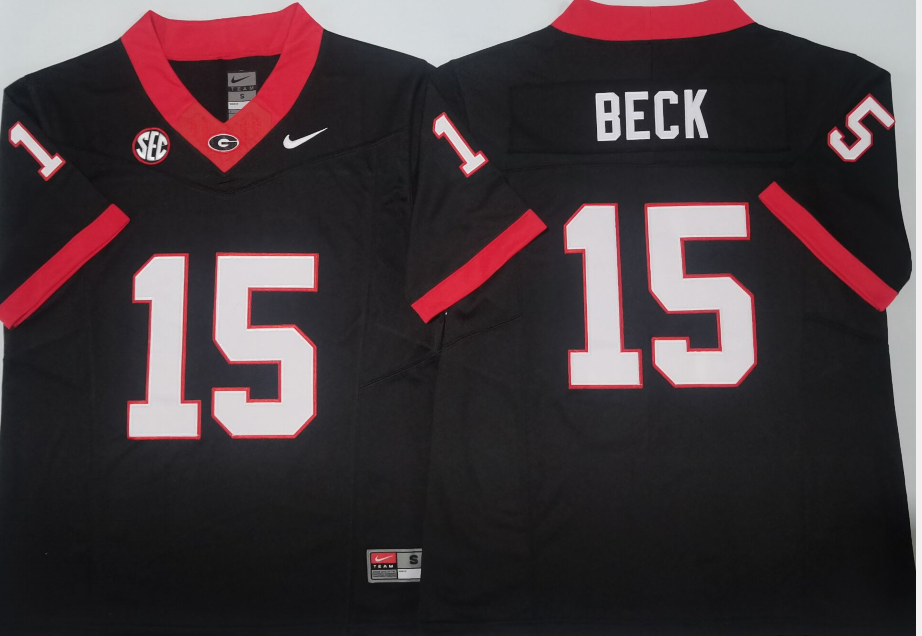 Men's Georgia Bulldogs Carson Beck #15 Black Player Game Jersey