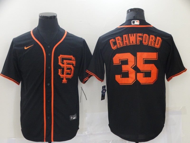 Men's San Francisco Giants Brandon Crawford #35 Black Stitched Jerseys