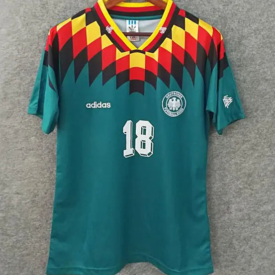 1994 Germany Away Green Retro Soccer Jersey Back