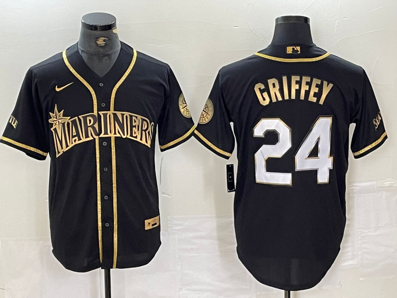 Men's Seattle Mariners Ken Griffey Jr. #24 Black Authentic Player Jerseys