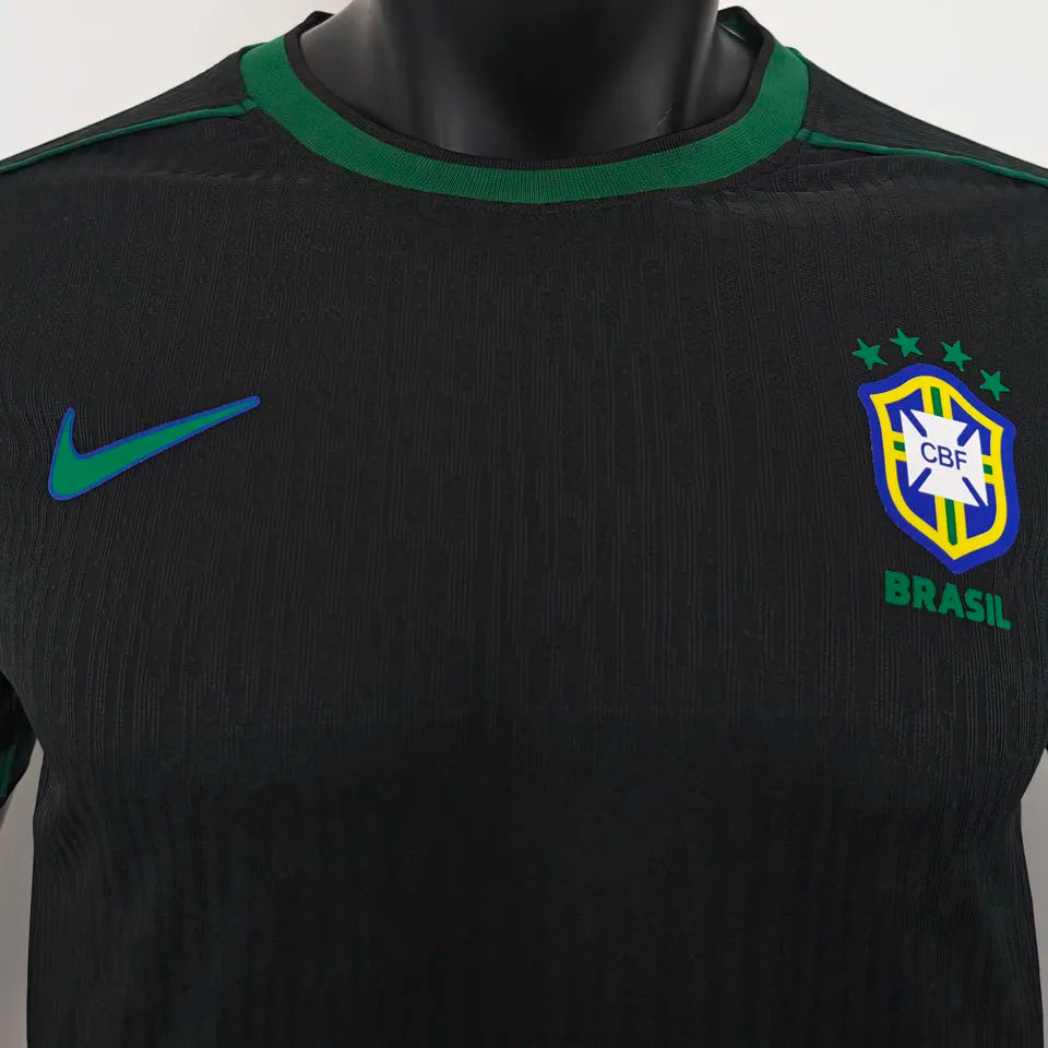 1998 Brazil Black Retro Player Version Soccer Jersey 球员版 Detail 1