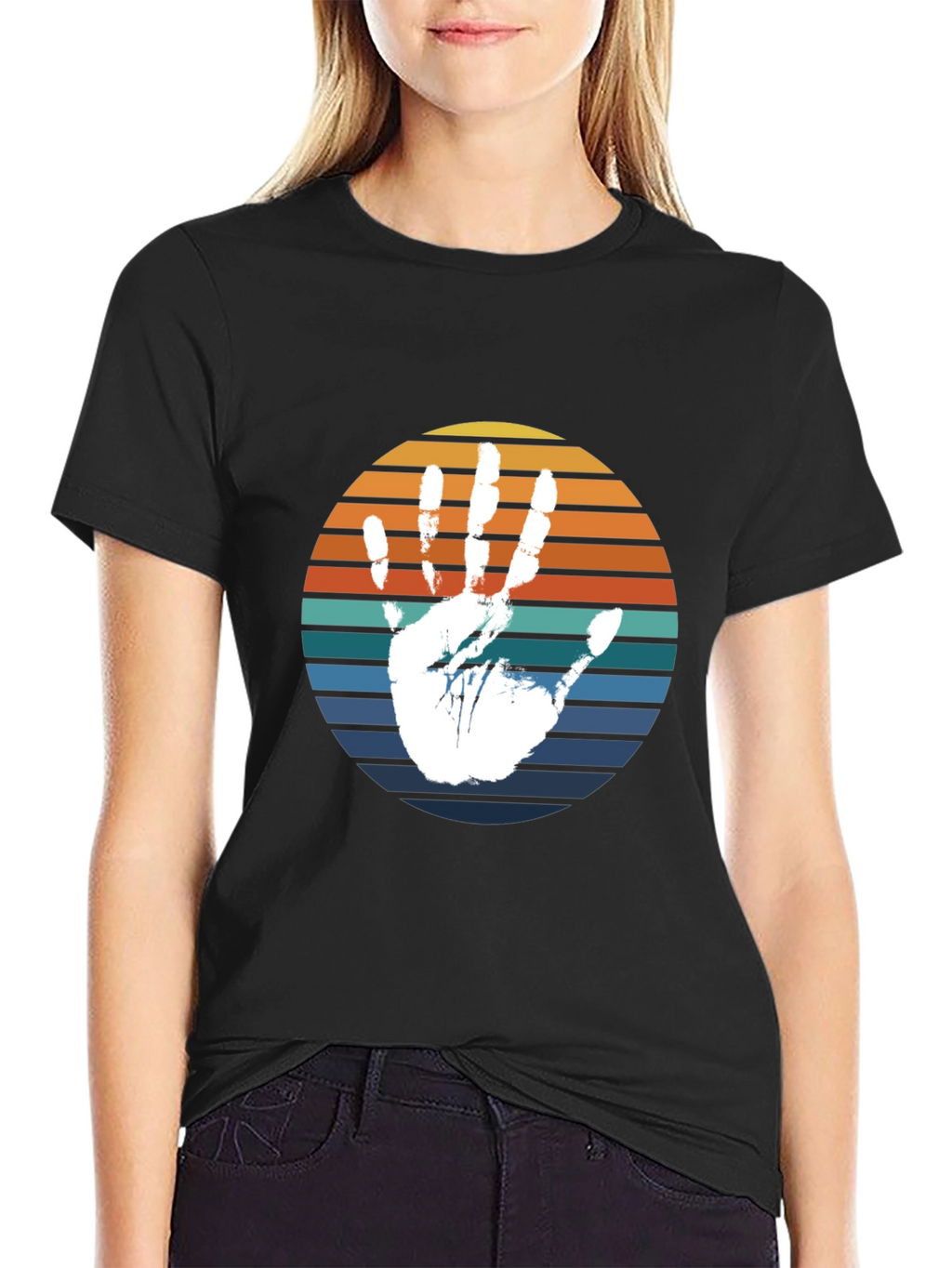 Retro Handprint T-Shirt - Black