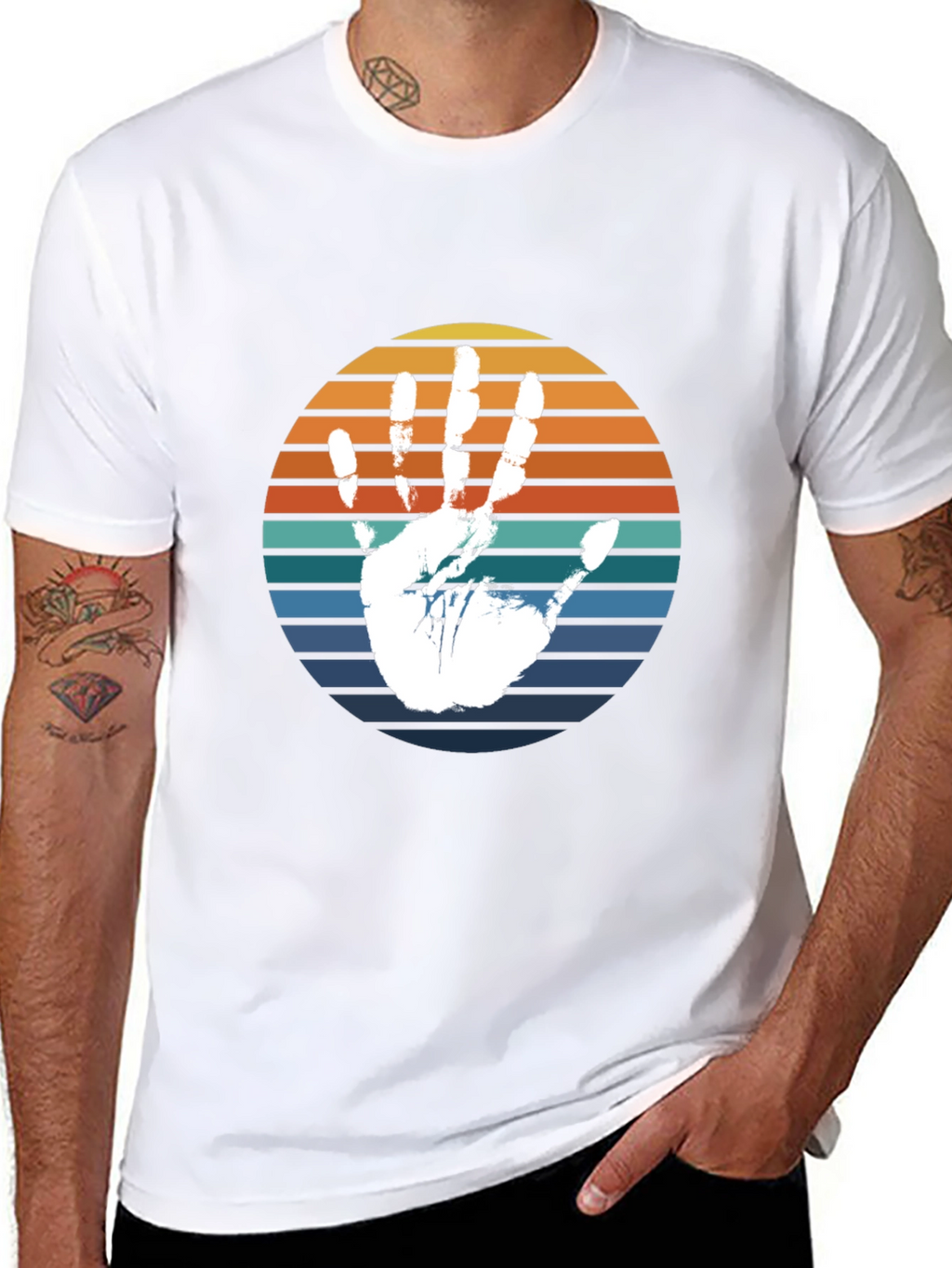 Retro Handprint T-Shirt - Black