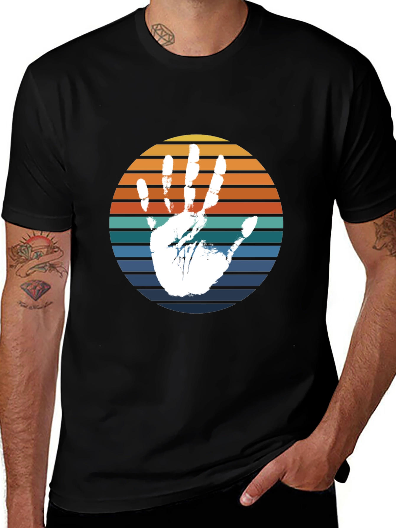 Retro Handprint T-Shirt - Black