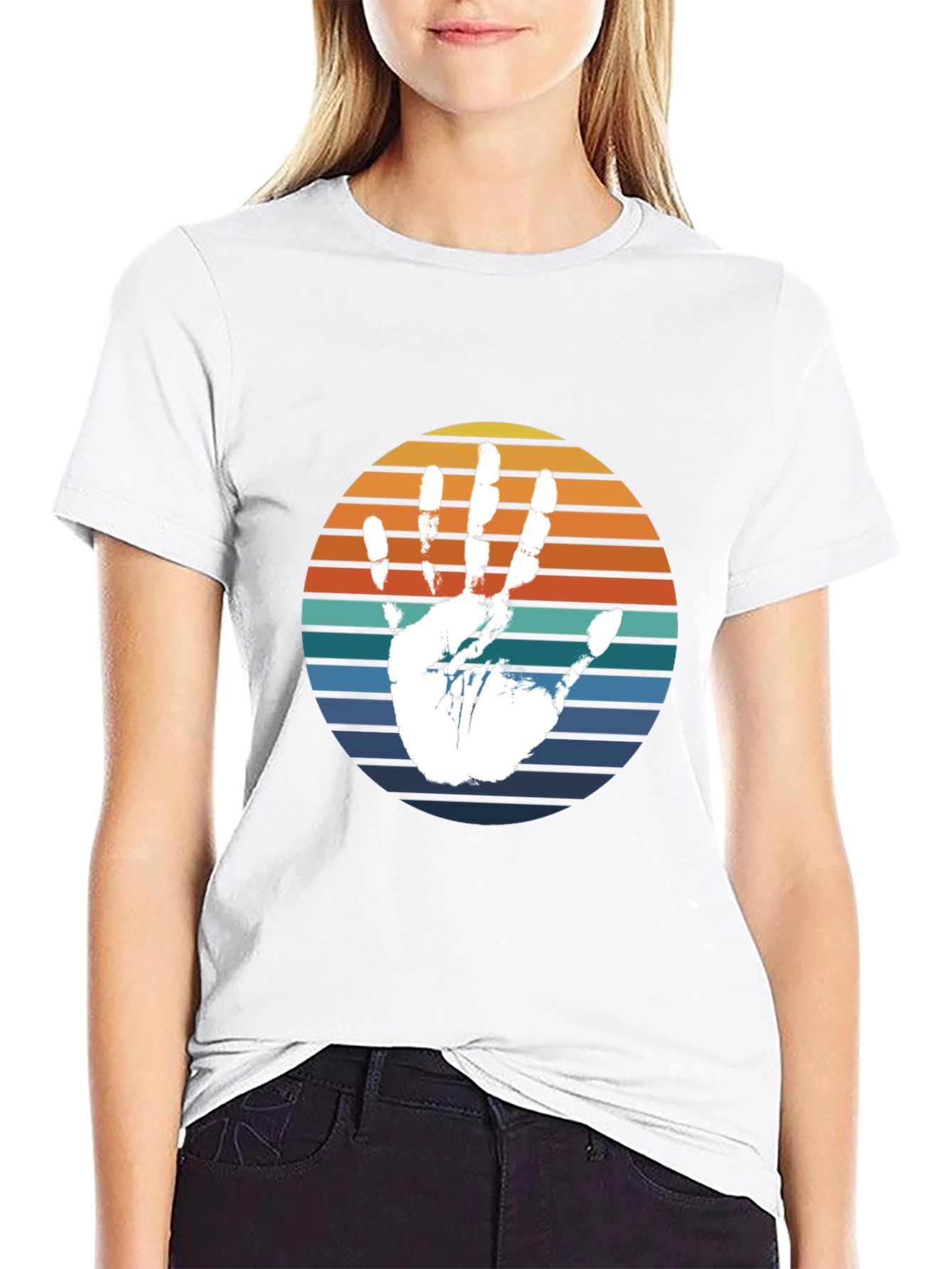 Retro Handprint T-Shirt - Black