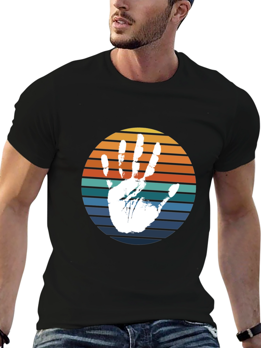 Retro Handprint T-Shirt - Black