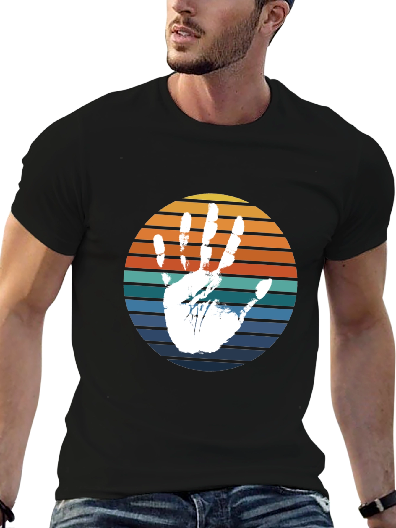 Retro Handprint T-Shirt - Black