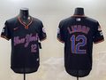 Men's New York Mets Francisco Lindor #12 Black Replica Player Jerseys