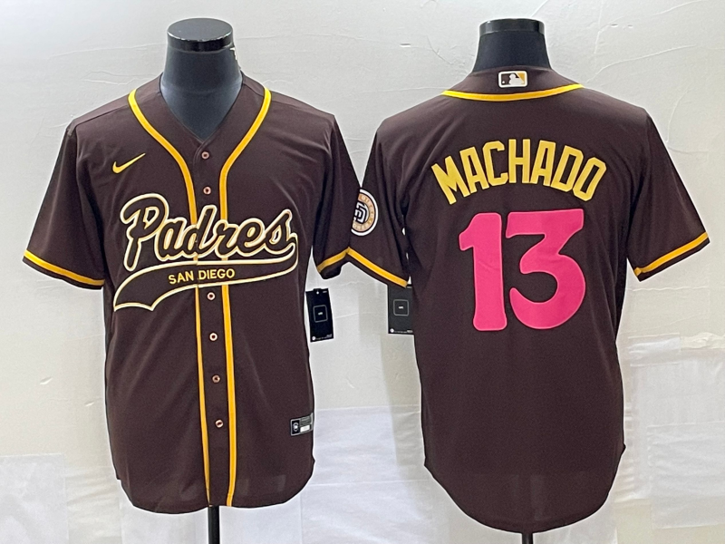 Men's San Diego Padres Manny Machado #13 Brown Replica Player Jerseys Joint Edition