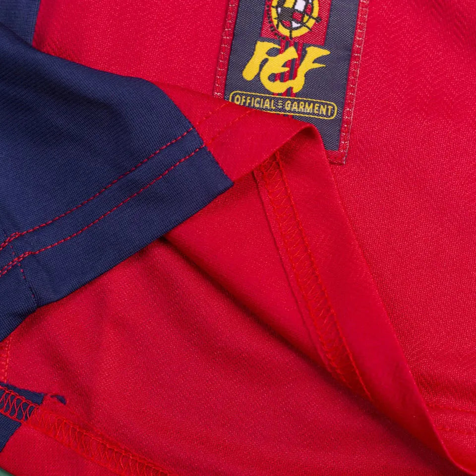 1998 Spain Home Red Retro Soccer Jersey Detail 4