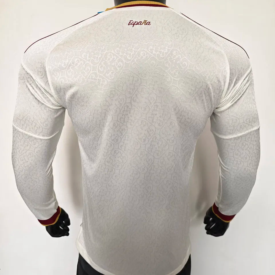 2026/27 Spain Away Player Version Long Sleeve Soccer Jersey Back