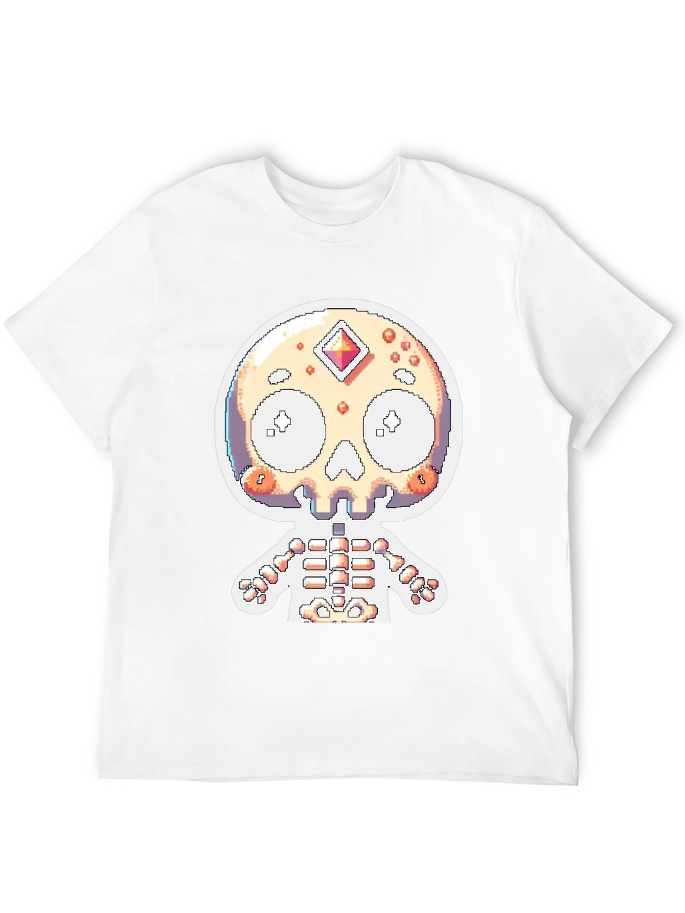 Pixel Skull Skeleton Graphic Tee