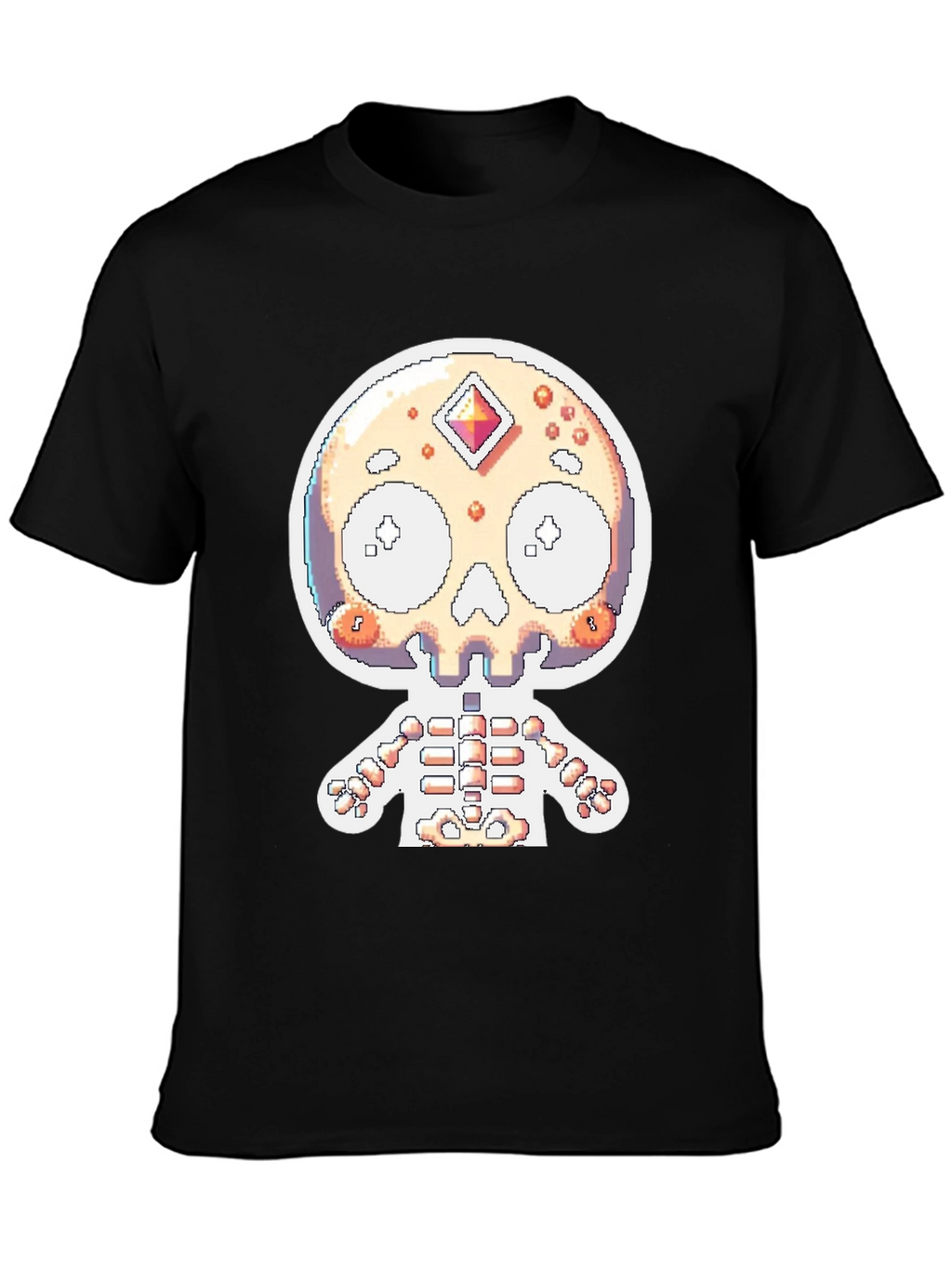 Pixel Skull Skeleton Graphic Tee