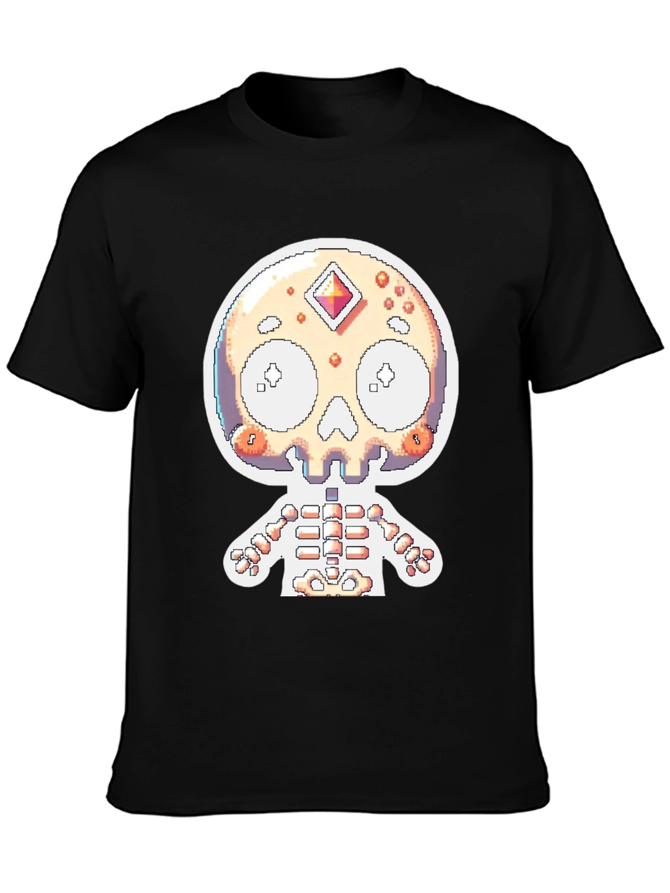 Pixel Skull Skeleton Graphic Tee