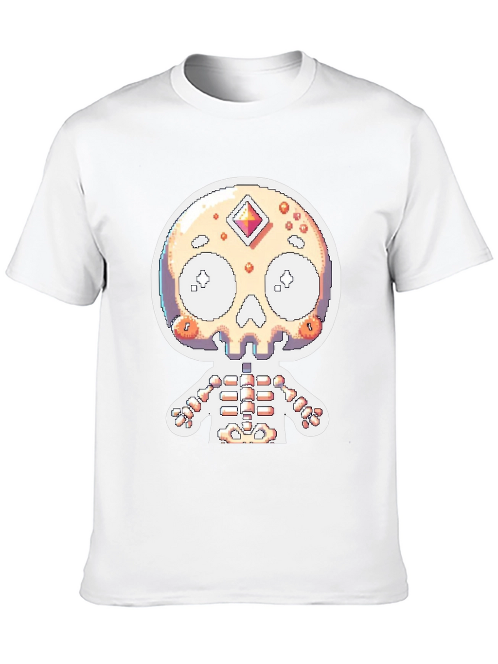 Pixel Skull Skeleton Graphic Tee
