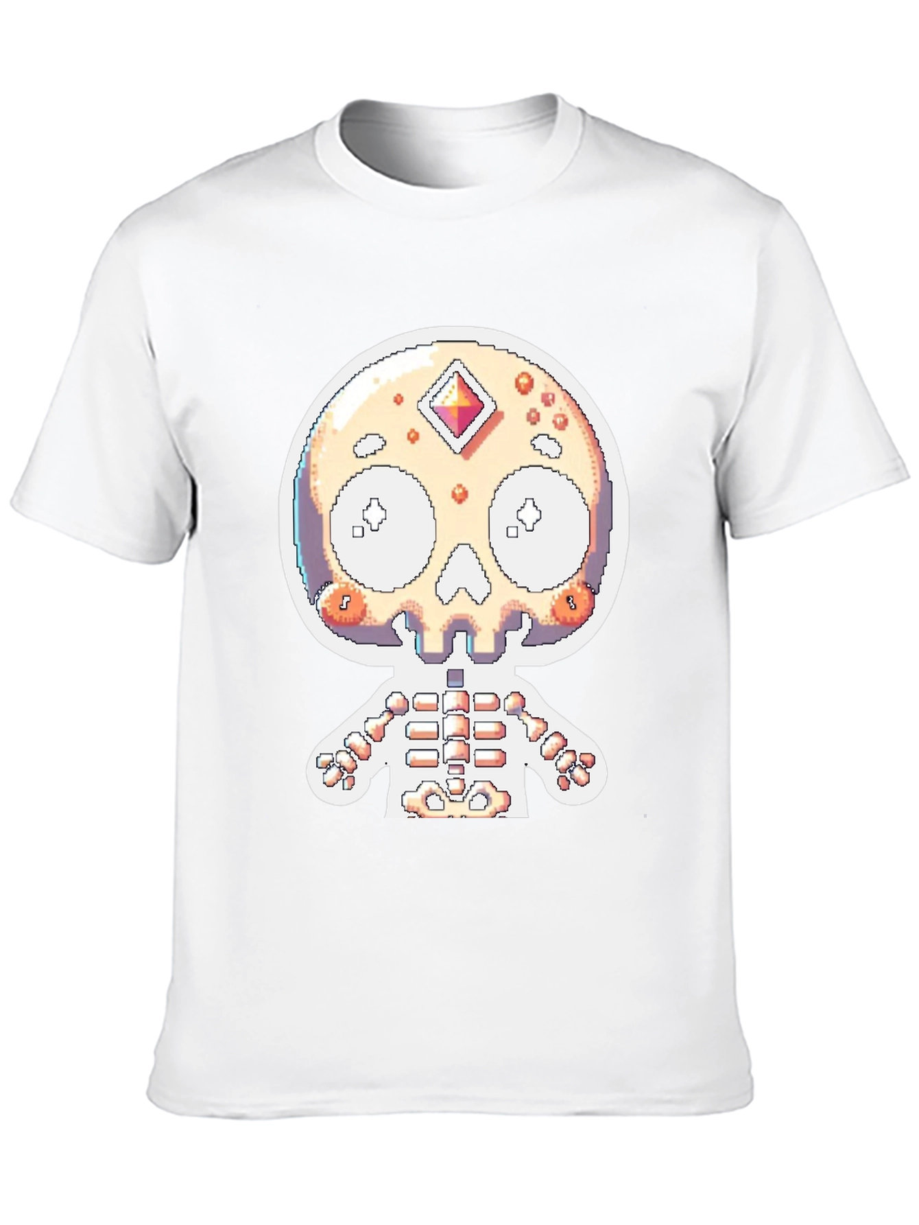 Pixel Skull Skeleton Graphic Tee