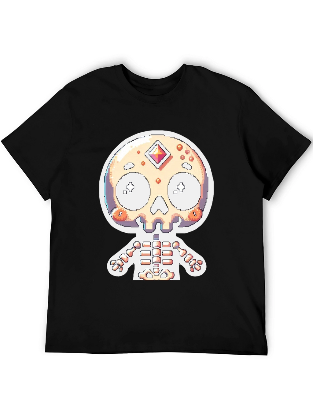 Pixel Skull Skeleton Graphic Tee