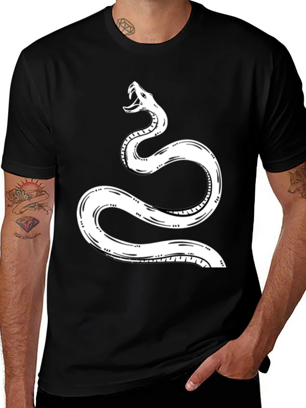 Snake Graphic Tee - Black Cotton T-Shirt