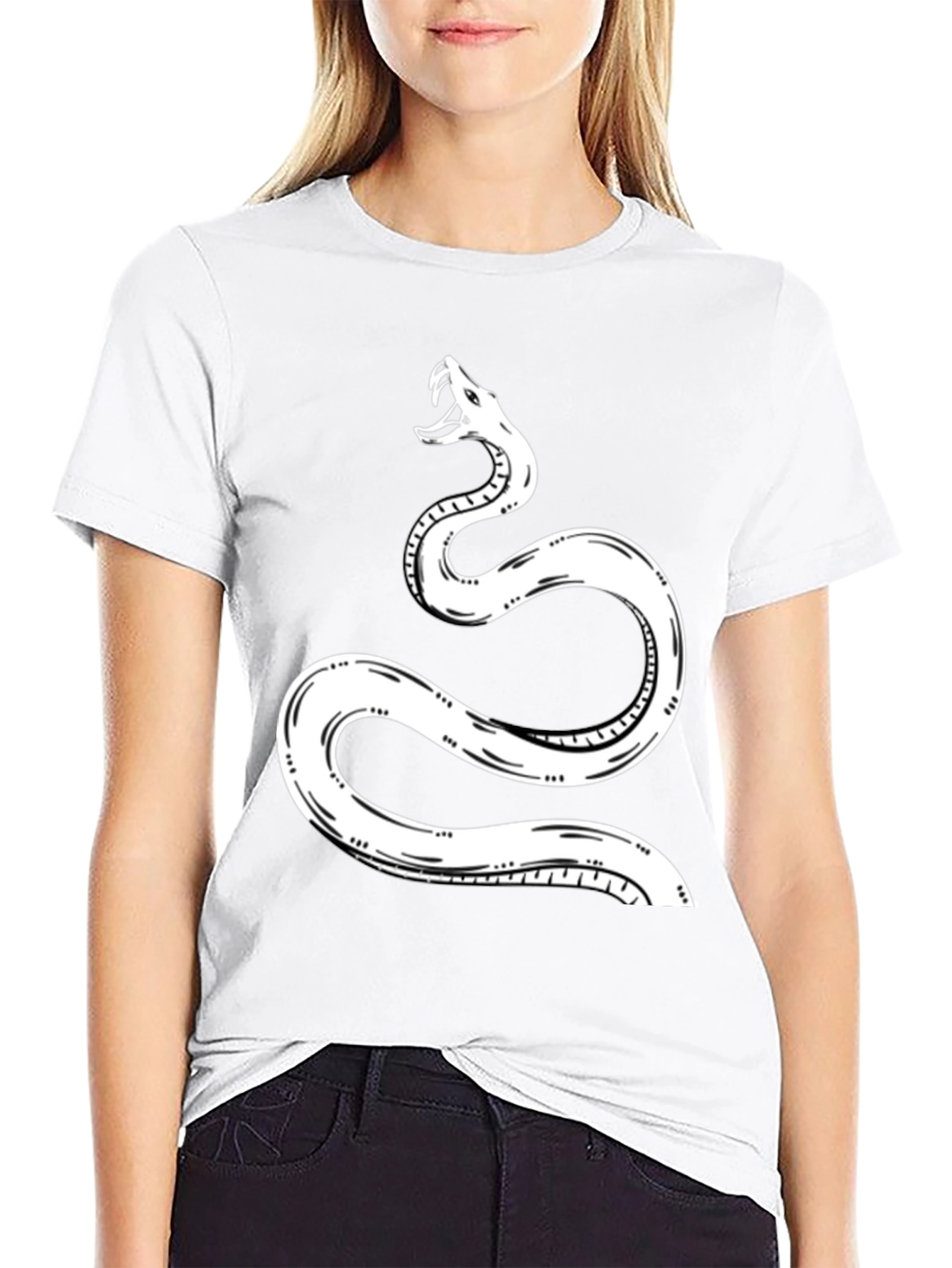 Snake Graphic Tee - Black Cotton T-Shirt