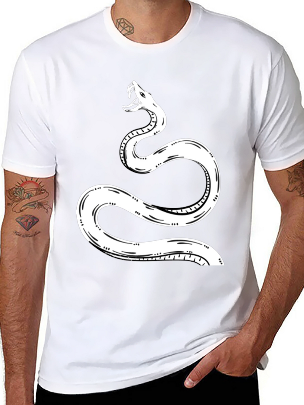 Snake Graphic Tee - Black Cotton T-Shirt
