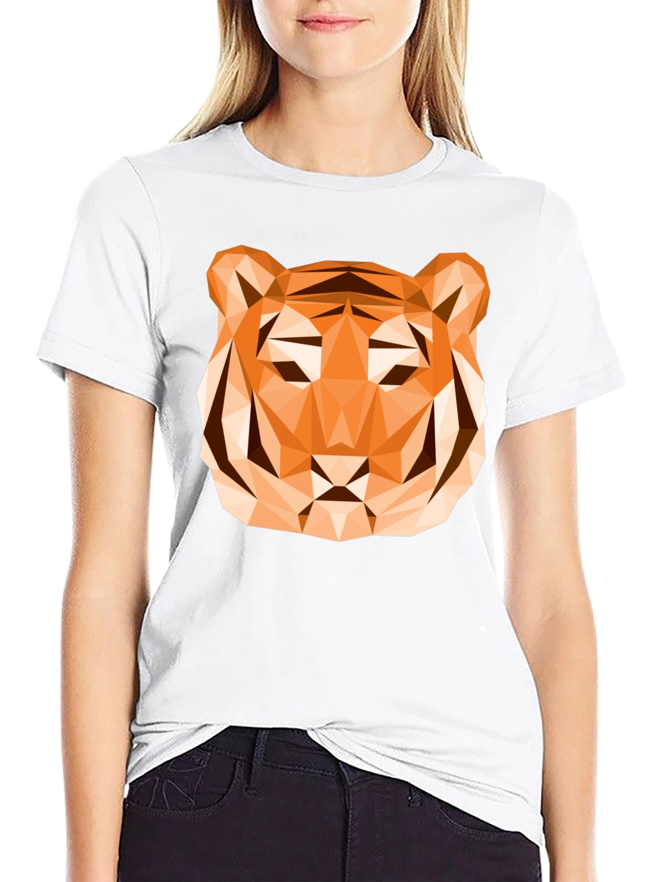 Geometric Tiger Graphic T-Shirt - Stylish Mens Tee