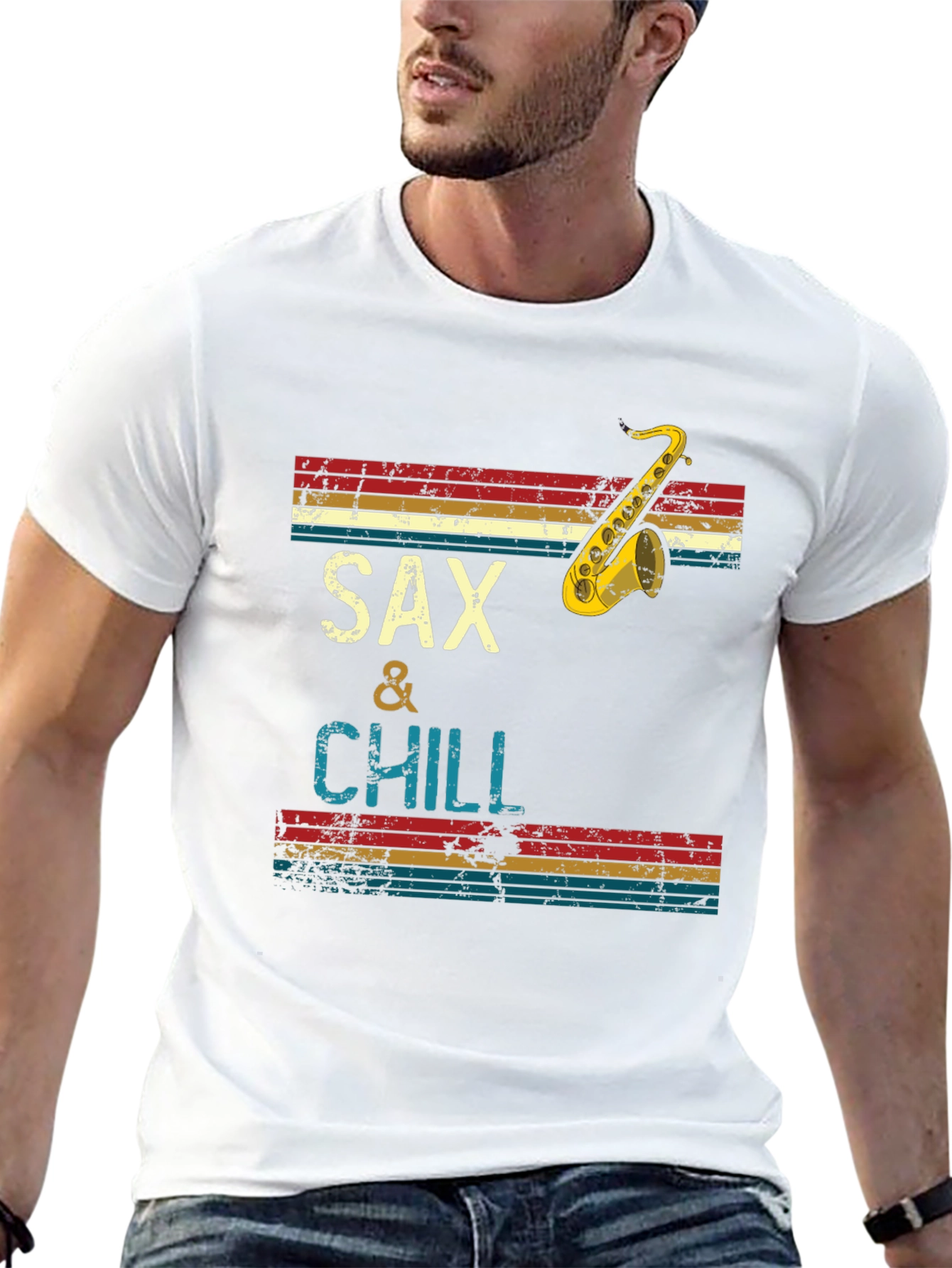 Sax & Chill Graphic Tee - Retro Saxophone Design