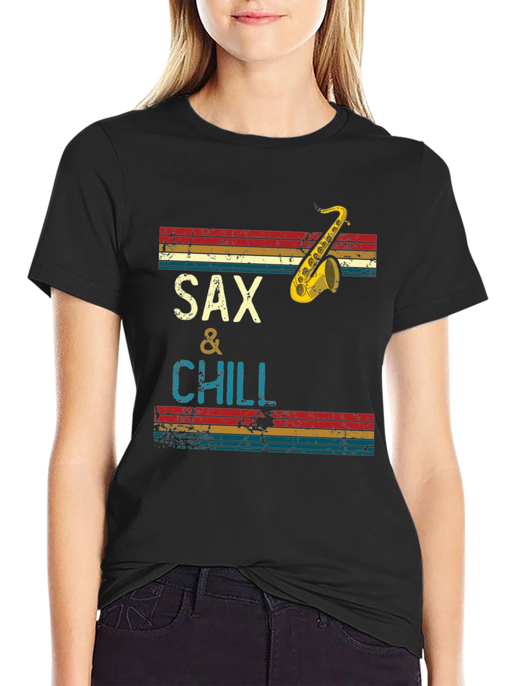 Sax & Chill Graphic Tee - Retro Saxophone Design