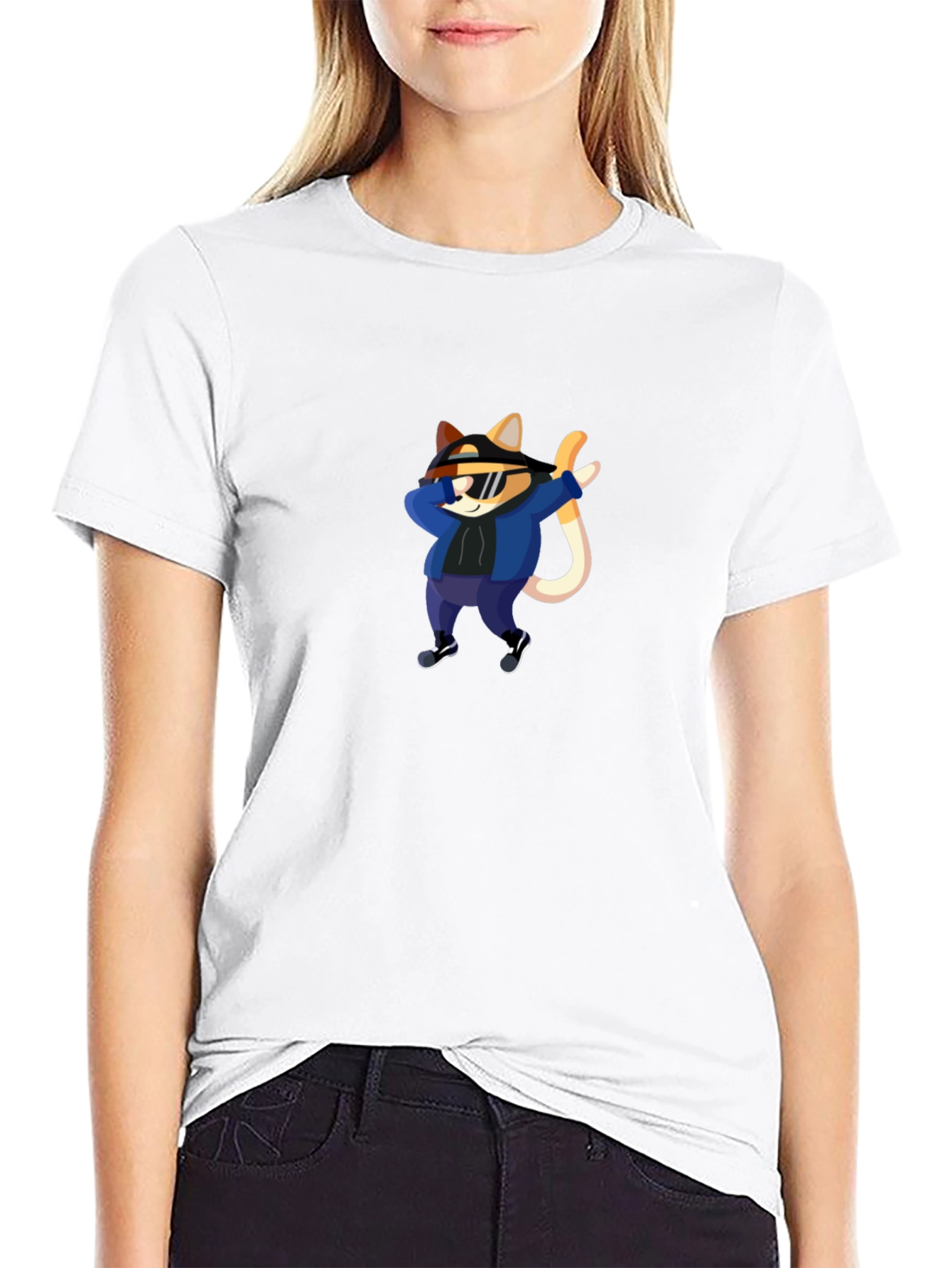 Cool Cat Dabbing Graphic Tee - Black T-Shirt