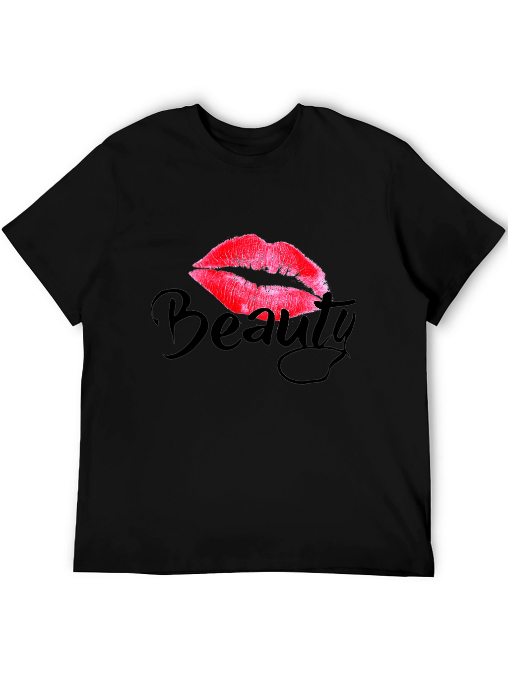 Beauty Lips Graphic Print Tee - Black
