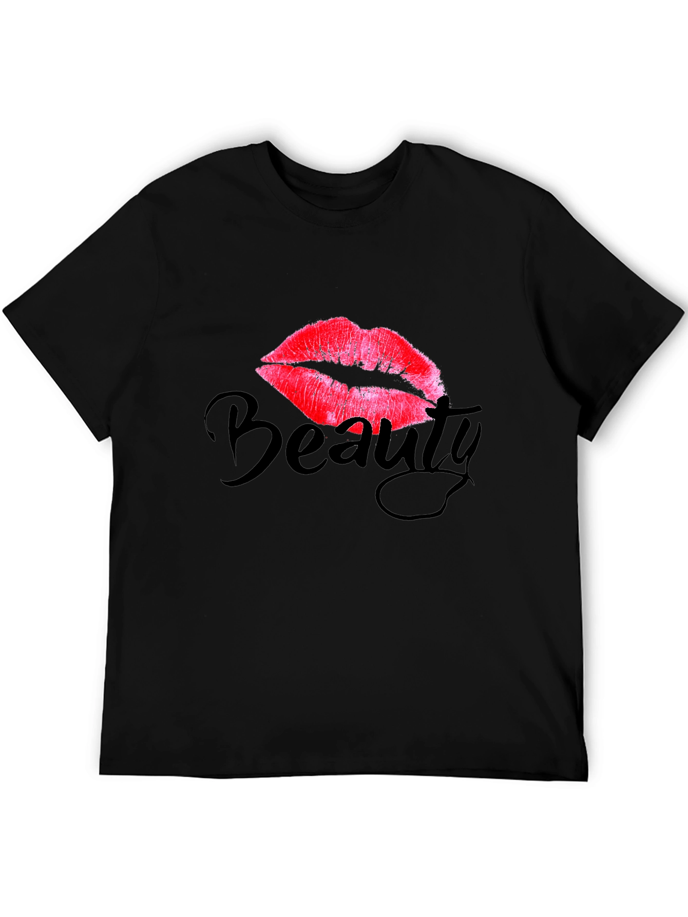 Beauty Lips Graphic Print Tee - Black