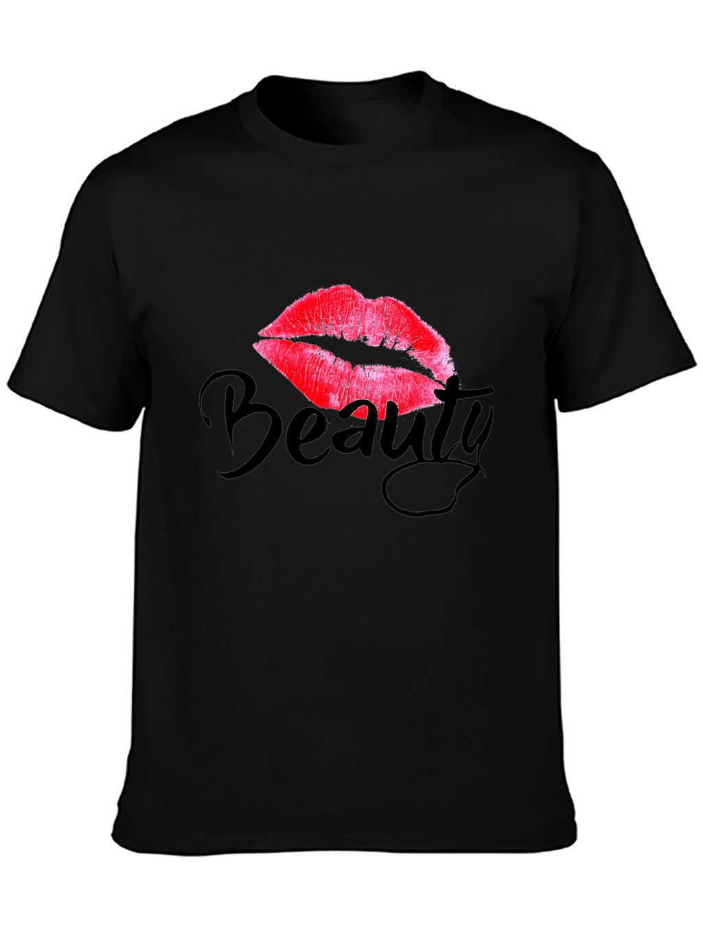 Beauty Lips Graphic Print Tee - Black