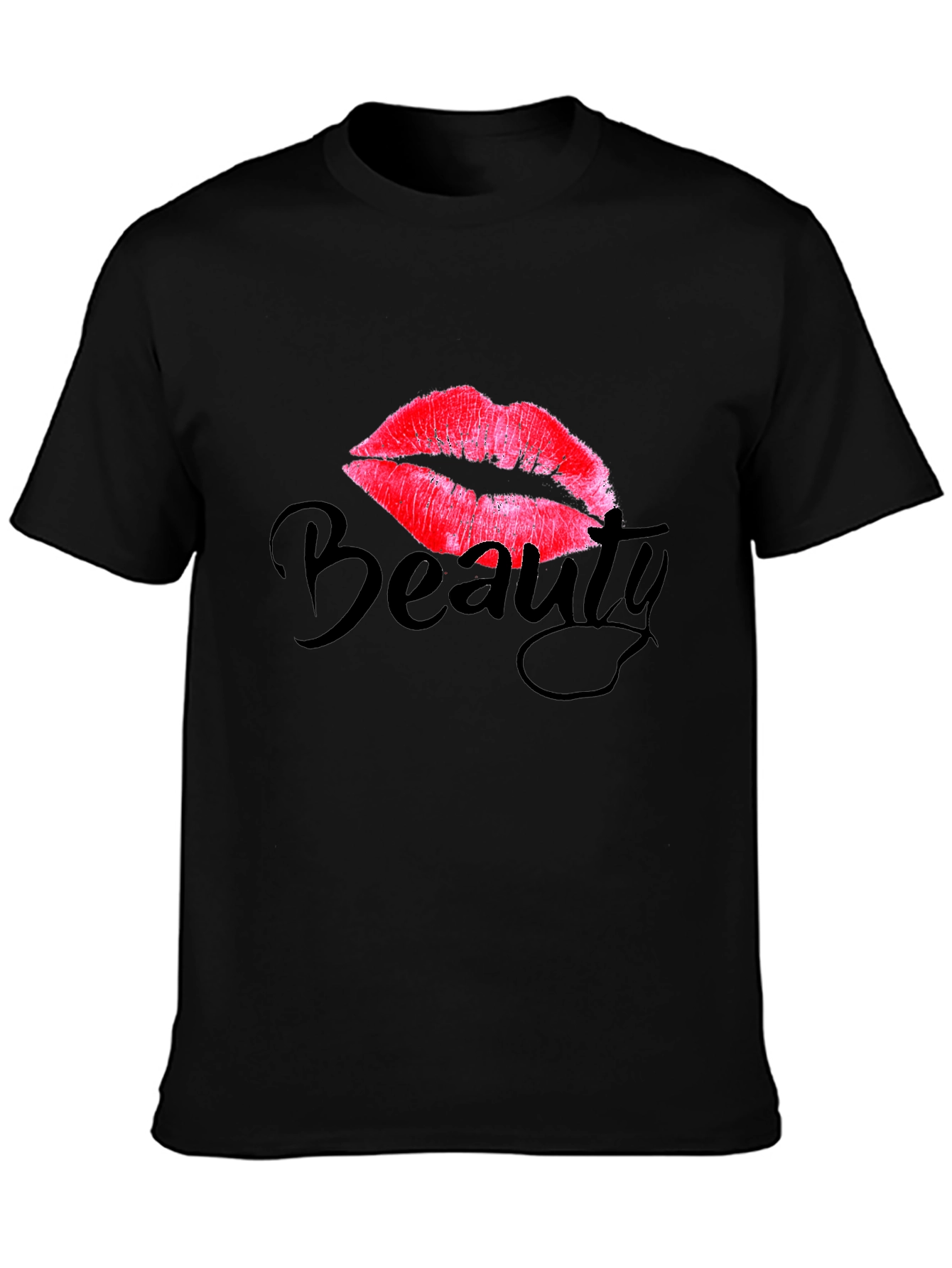 Beauty Lips Graphic Print Tee - Black