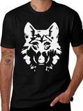 Mens Black Wolf Graphic T-Shirt