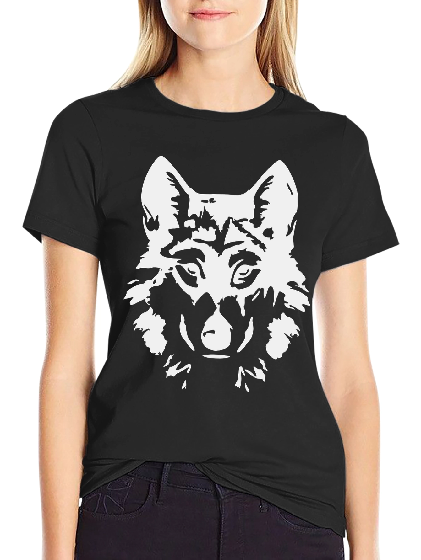 Mens Black Wolf Graphic T-Shirt
