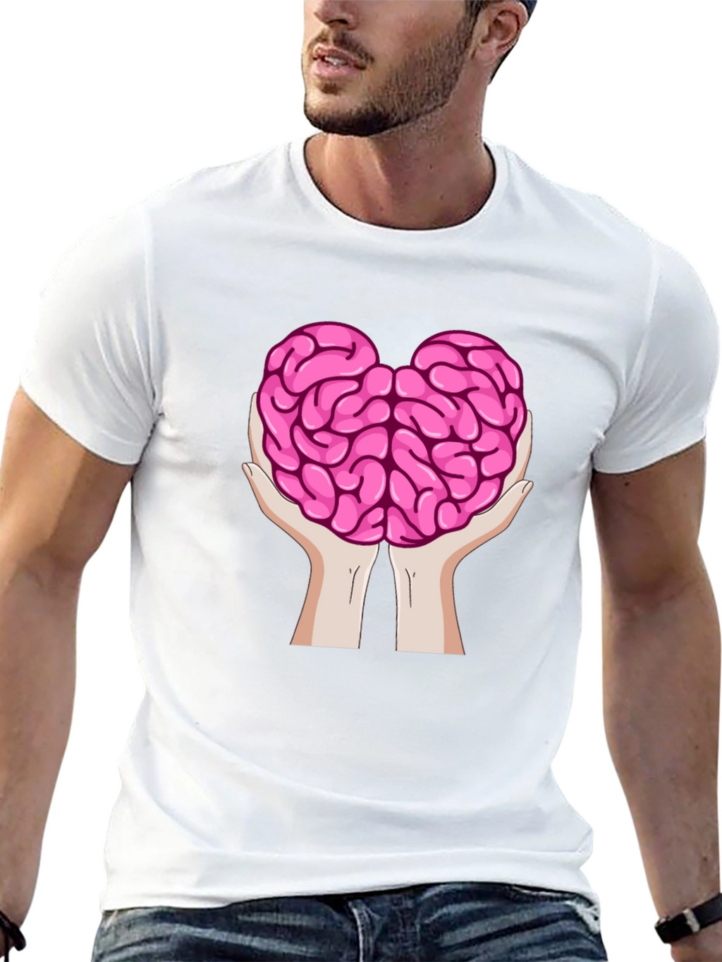 Brain in Hands Graphic Tee - Think Smart T-Shirt