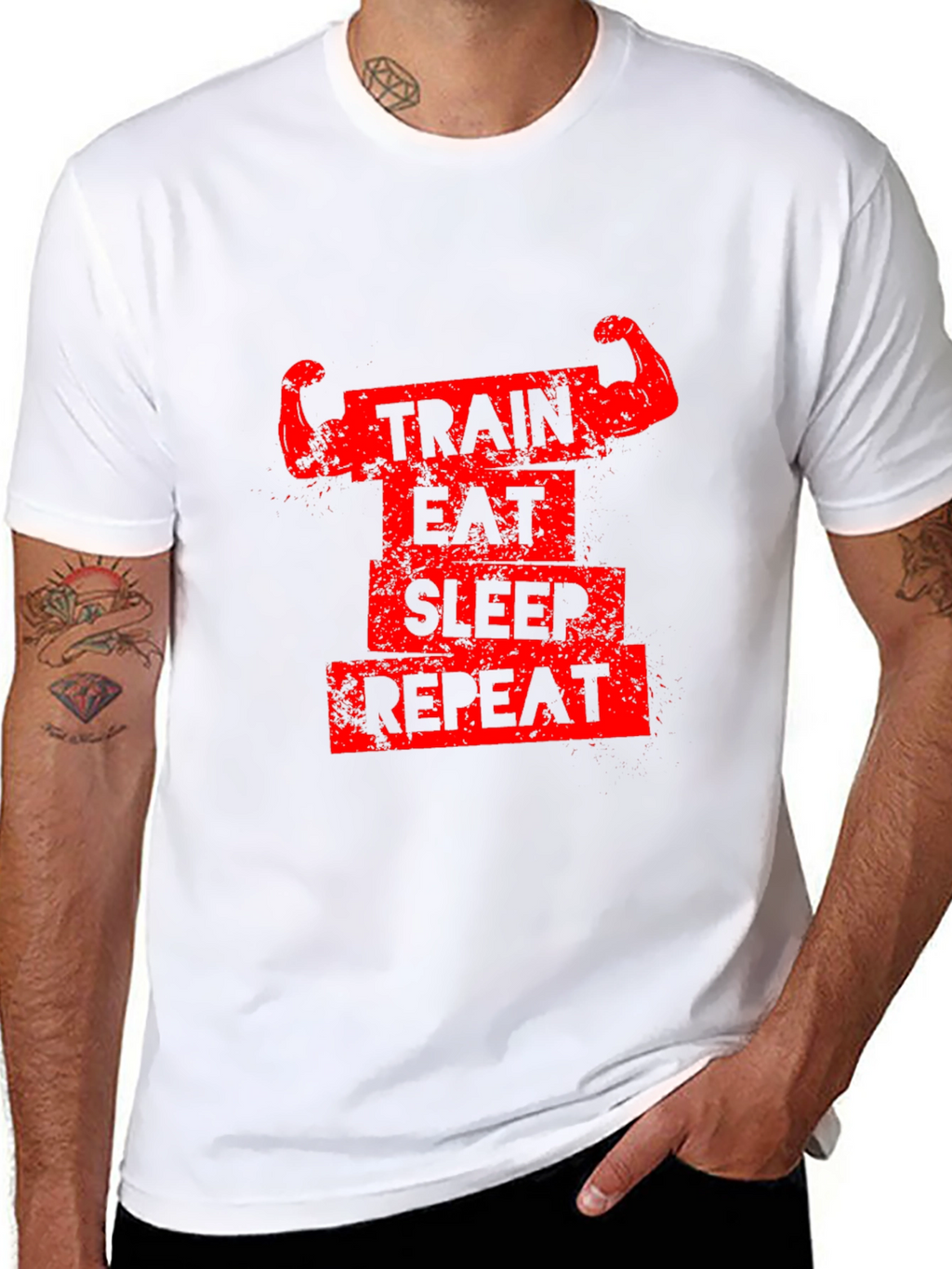 Train Eat Sleep Repeat Graphic Tee - Black