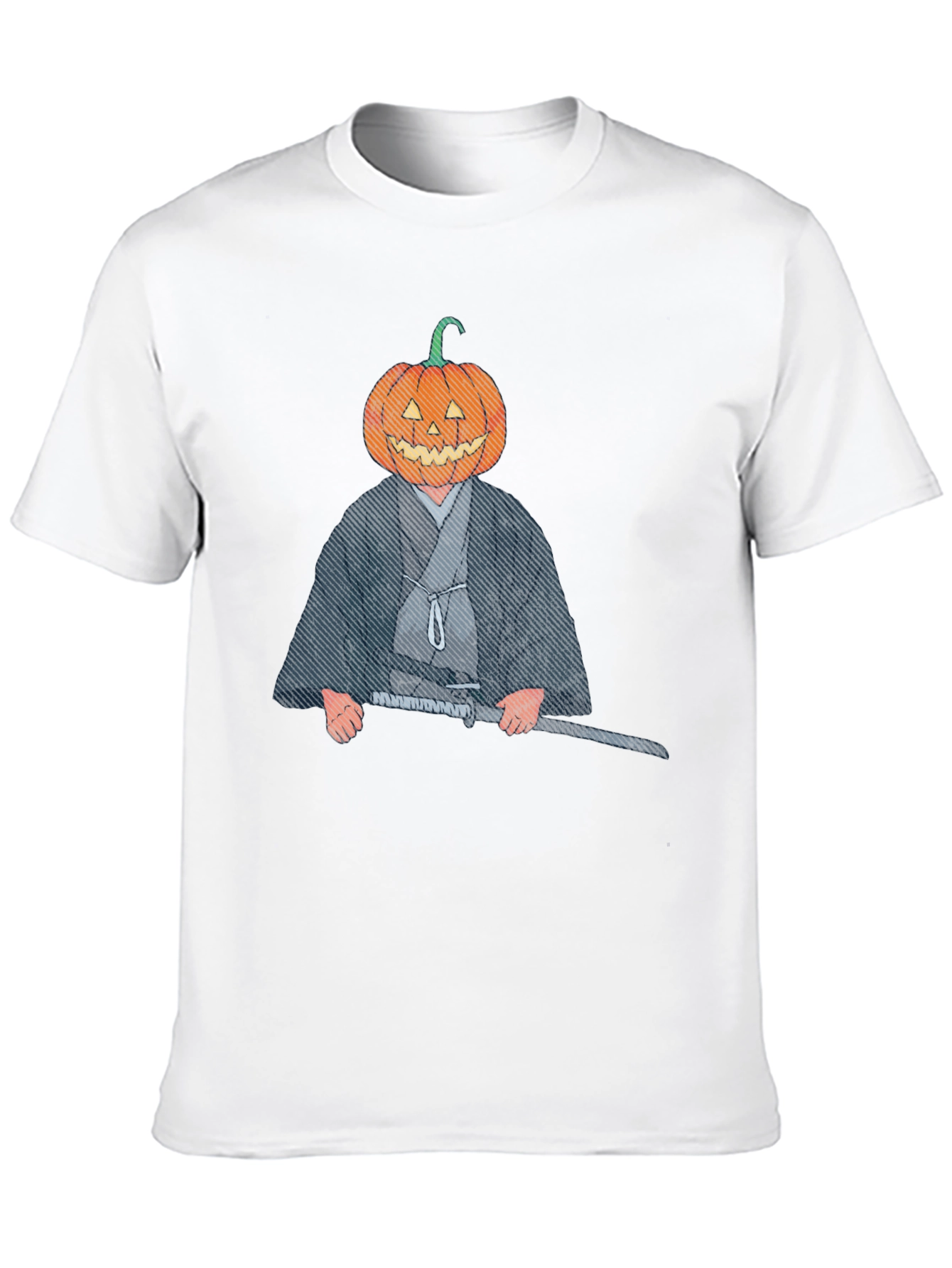 Pumpkin Head Samurai Graphic T-Shirt