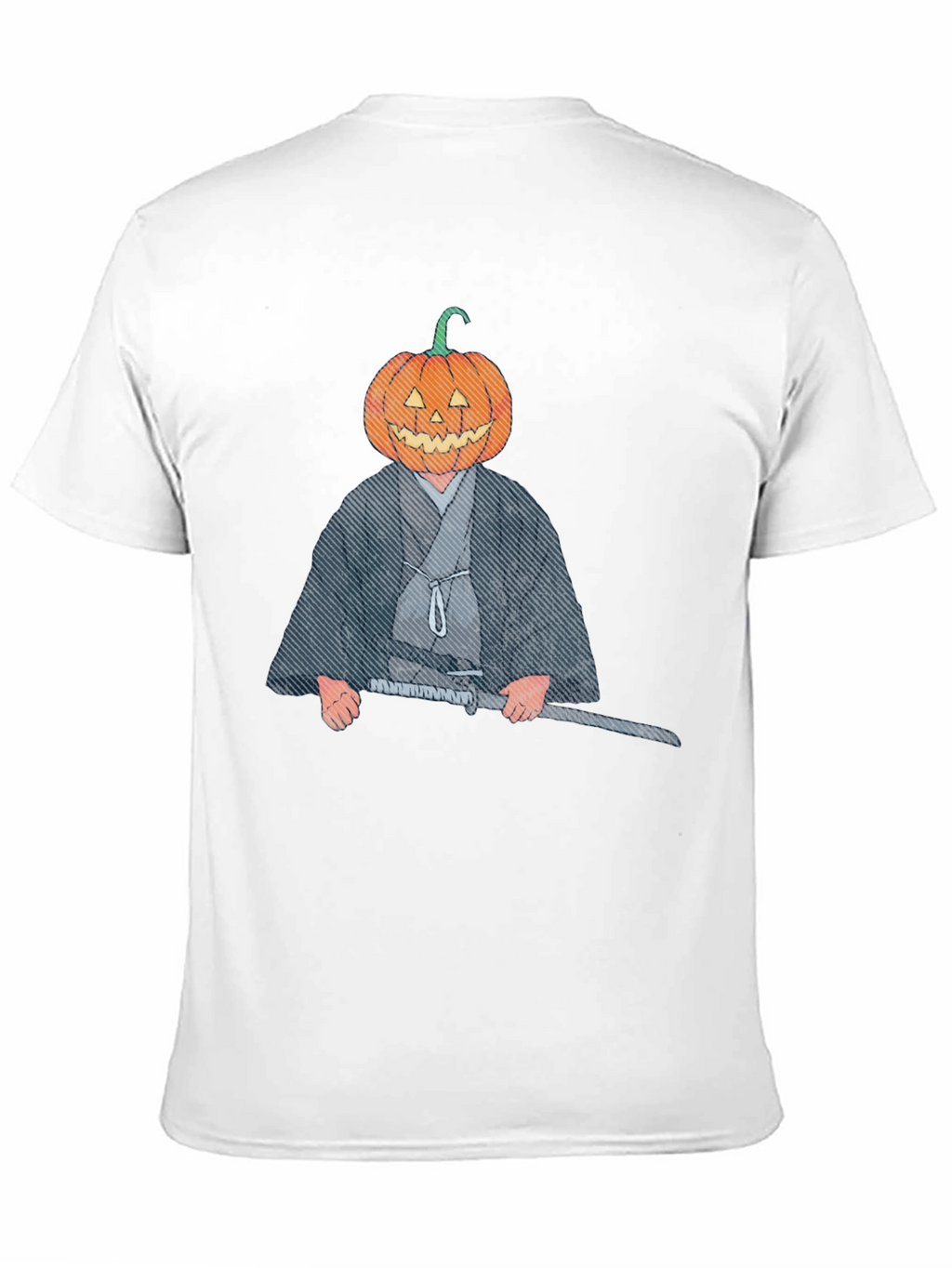 Pumpkin Head Samurai Graphic T-Shirt