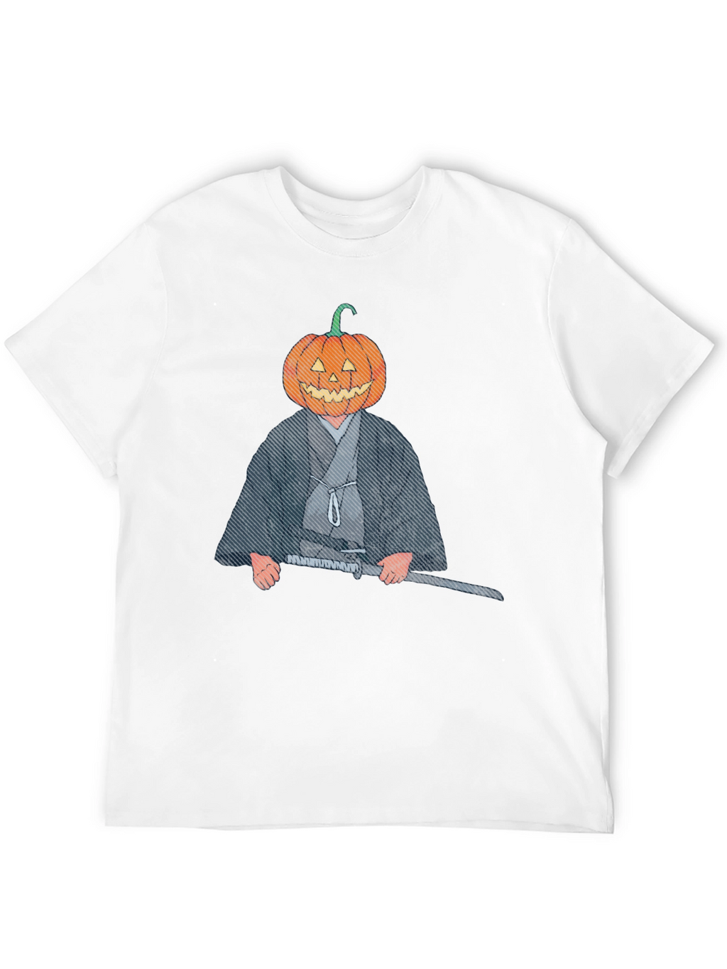 Pumpkin Head Samurai Graphic T-Shirt