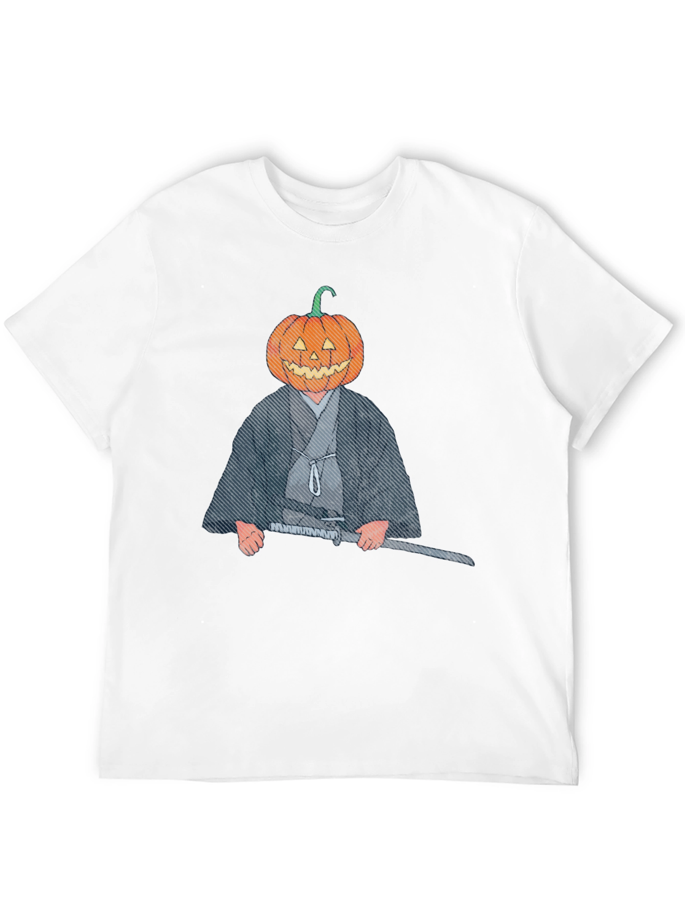 Pumpkin Head Samurai Graphic T-Shirt