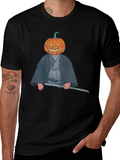 Pumpkin Head Samurai Graphic T-Shirt