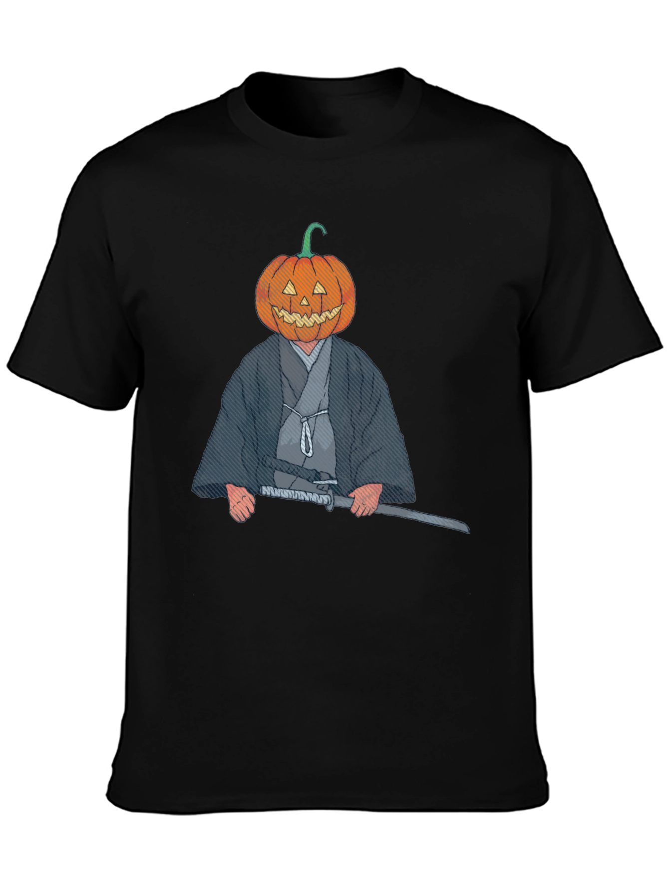 Pumpkin Head Samurai Graphic T-Shirt