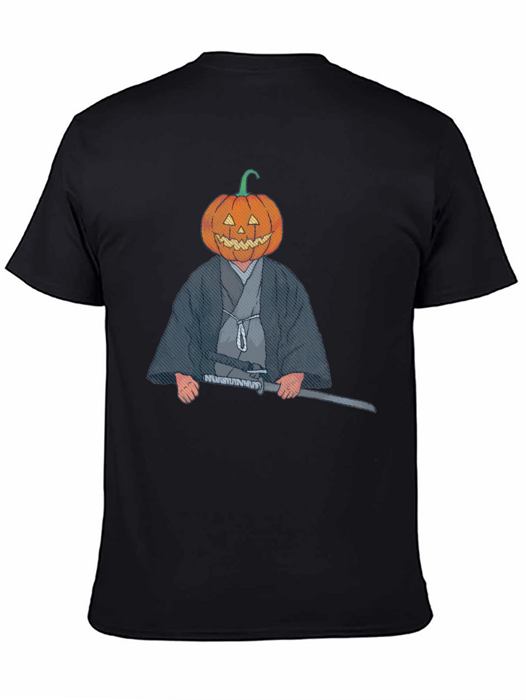 Pumpkin Head Samurai Graphic T-Shirt