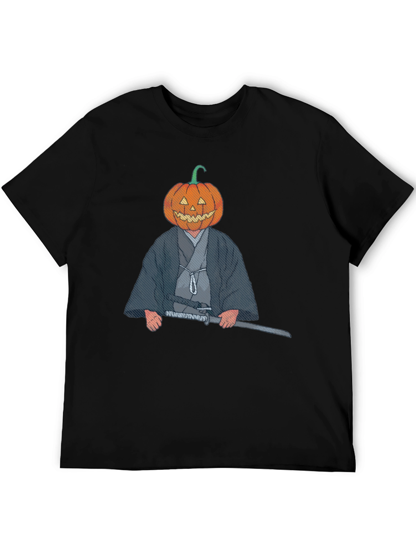 Pumpkin Head Samurai Graphic T-Shirt
