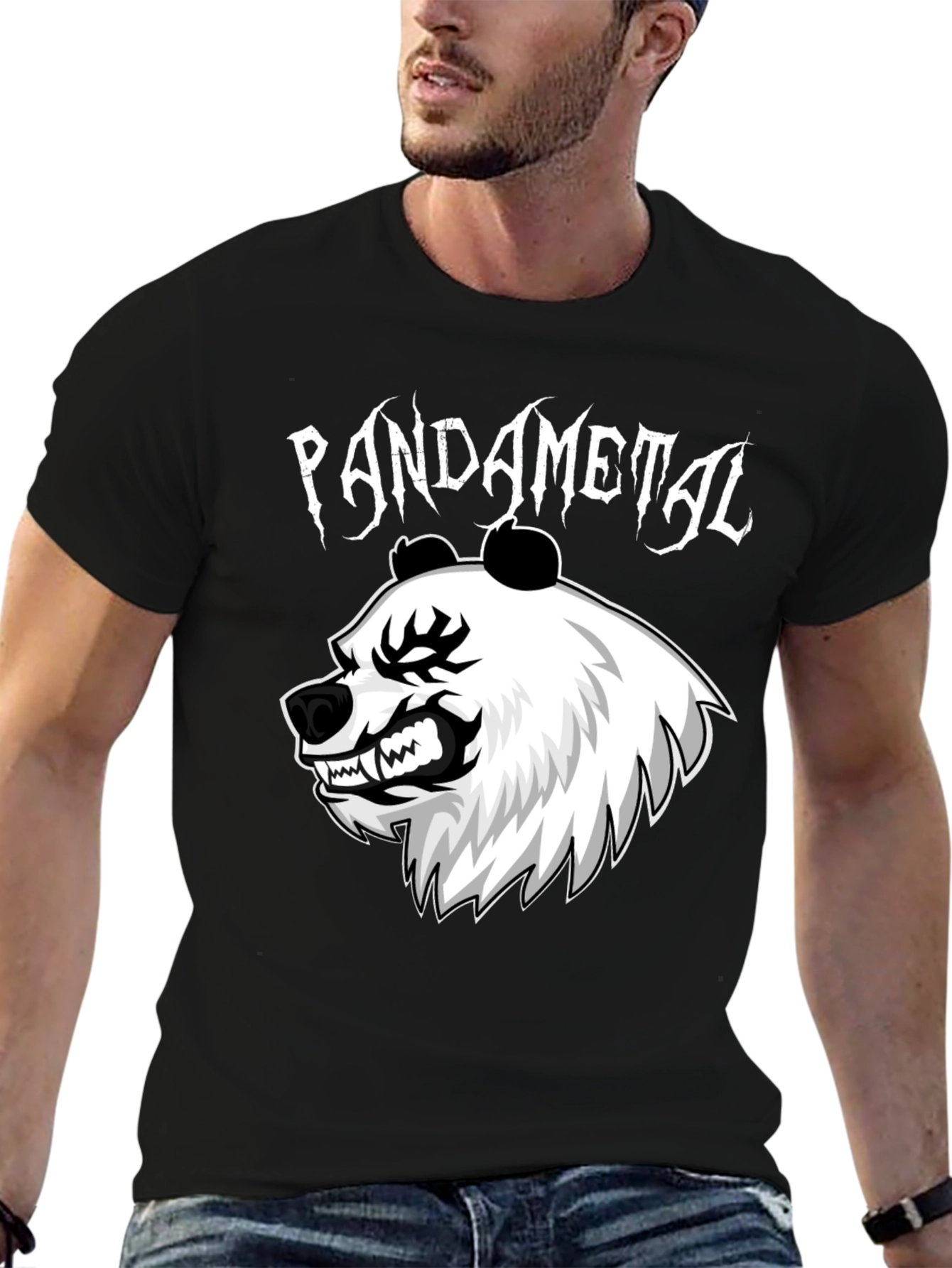 Pandametal Black T-Shirt - Heavy Metal Panda Design