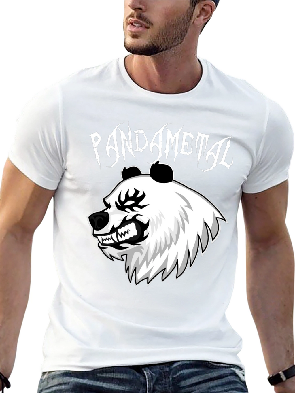 Pandametal Black T-Shirt - Heavy Metal Panda Design